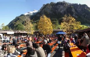 Beer garden in Glarus, Switzerland, null